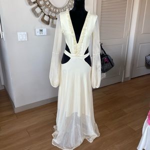 Low cut beautiful vacation dress resort wear mesh with cut out sides maxi